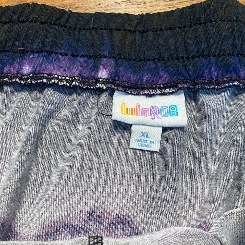 LuLaRoe XL Purple Black Tie Dye Button Front Skirt - Picture 6 of 6